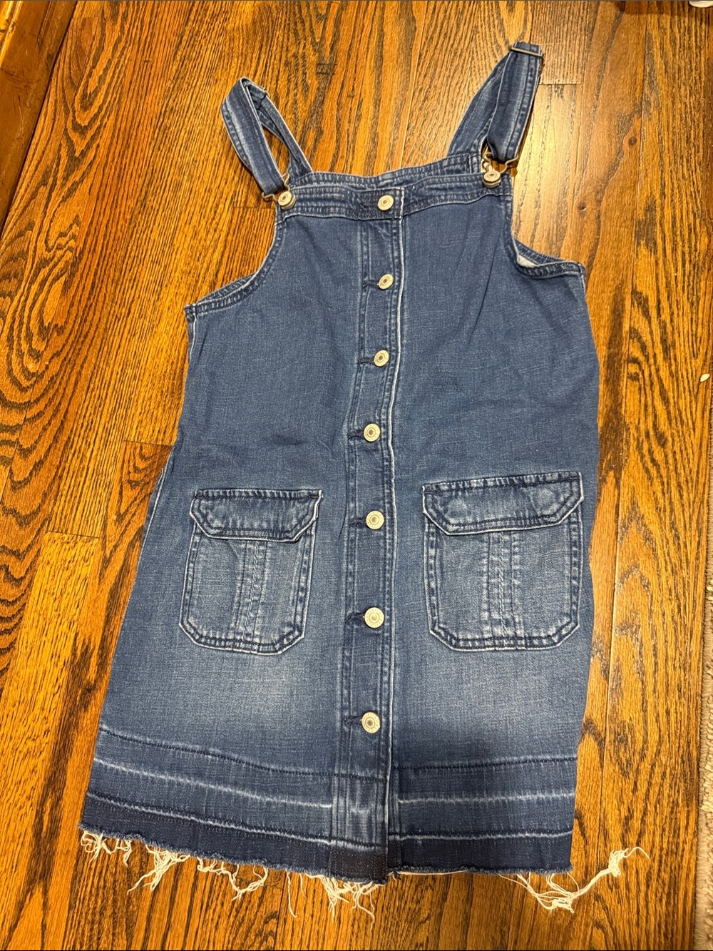 American Eagle Outfitters Blue Denim Button-Front Overall Dress